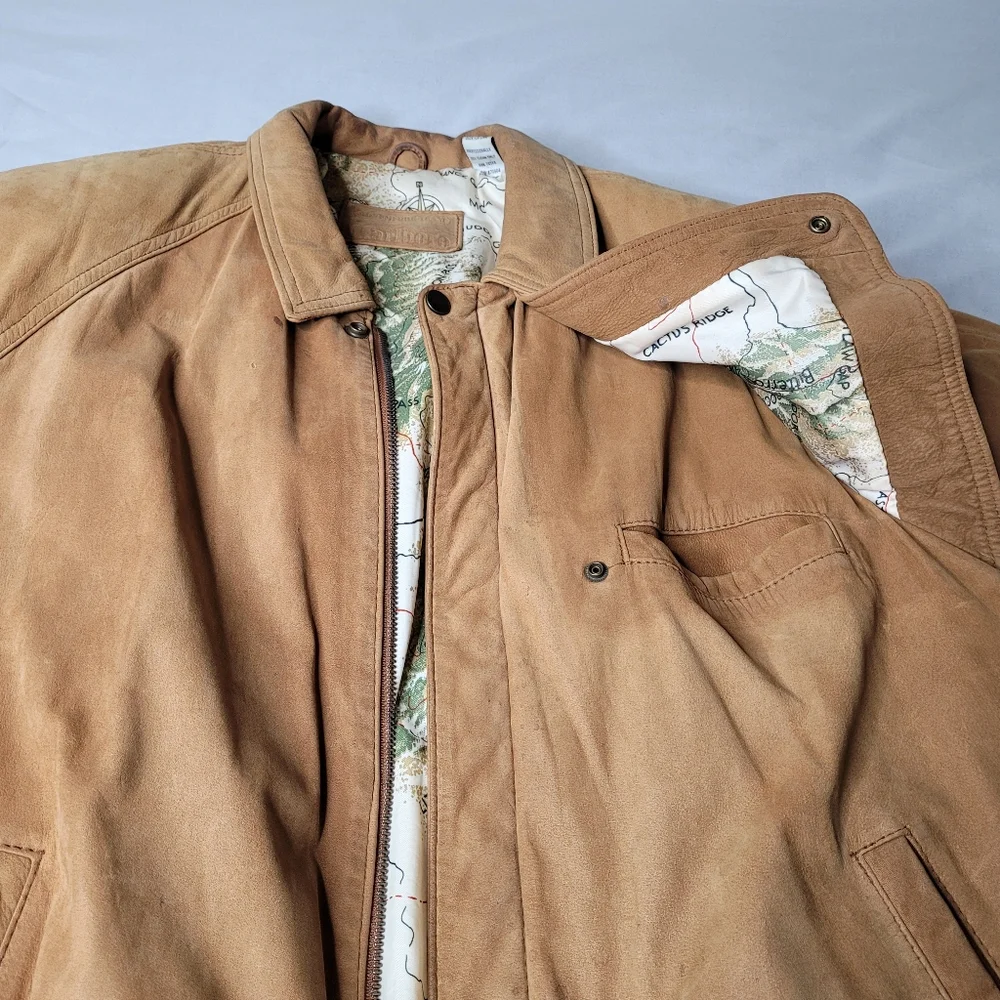 Marlboro Brown Leather Bomber Jacket Size Medium - Picture 6 of 8